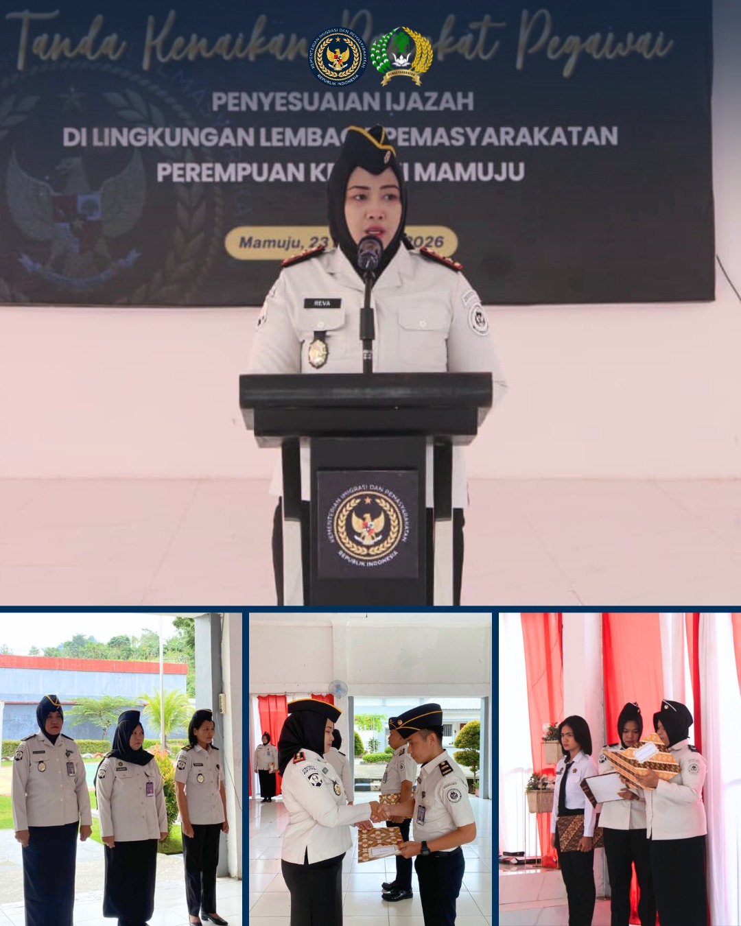 Apel Pagi Dirangkaikan Penyematan Tanda Kenaikan Pangkat Penyesuaian Ijazah, Kalapas Perempuan Mamuju Tekankan Profesionalisme dan Integritas