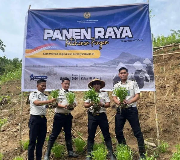 Dukung Ketahanan Pangan Nasional, Rutan Mamuju Ikut Serta Panen Raya Ketahanan Pangan Serentak