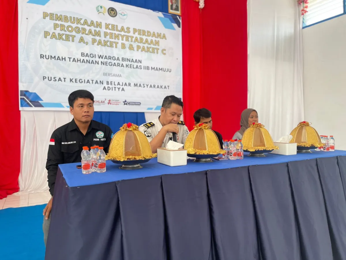 Dukung Pendidikan Penyetaraan Warga Binaan, Rutan Mamuju Bekerjasama PKBM Aditya Buka Kelas Perdana