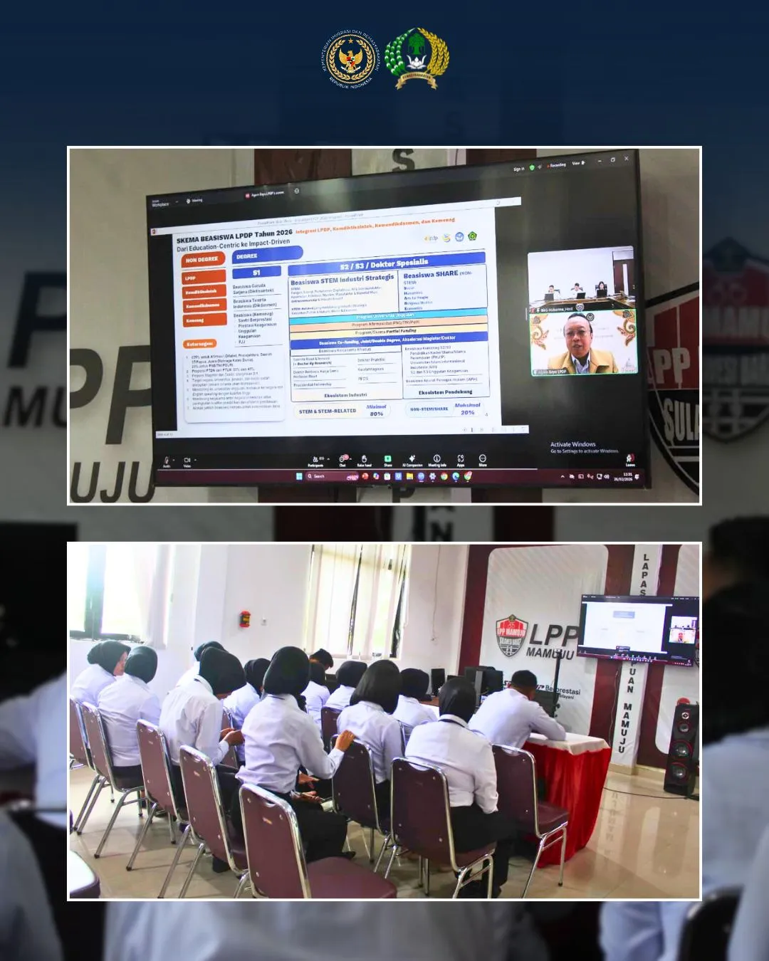 Investasi Ilmu untuk Pengabdian: Pegawai LPP Mamuju Ikuti Zoom Sosialisasi Beasiswa LPDP