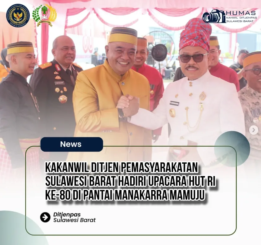 Kakanwil Ditjen Pemasyarakatan Sulbar Hadiri Upacara HUT RI ke-80 di Pantai Manakarra
