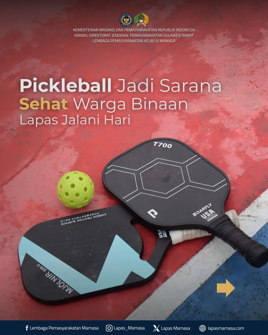 Pickleball Jadi Sarana Sehat Warga Binaan Lapas Jalani Hari