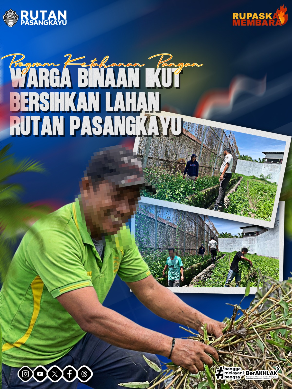 Program Ketahanan Pangan Warga Binaan Ikut Bersihkan Lahan Rutan Pasangkayu