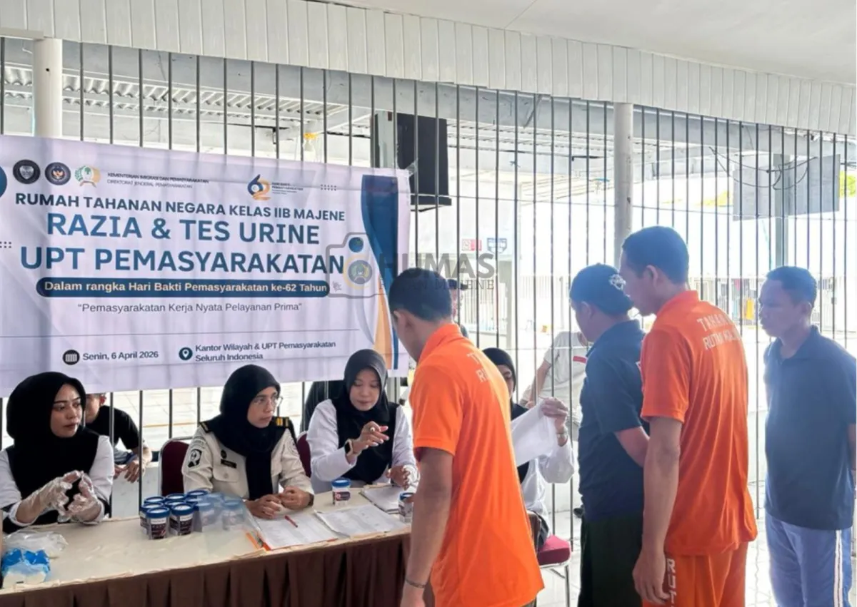 Rutan Majene Gelar Tes Urine Pegawai dan Warga Binaan dalam Rangka Hari Bakti Pemasyarakatan ke-62