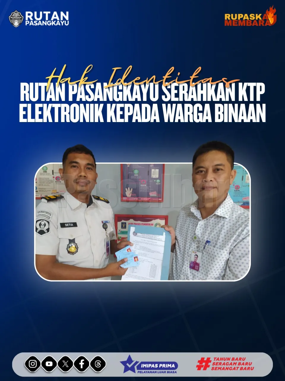 Rutan Pasangkayu Serahkan KTP Elektronik kepada Warga Binaan