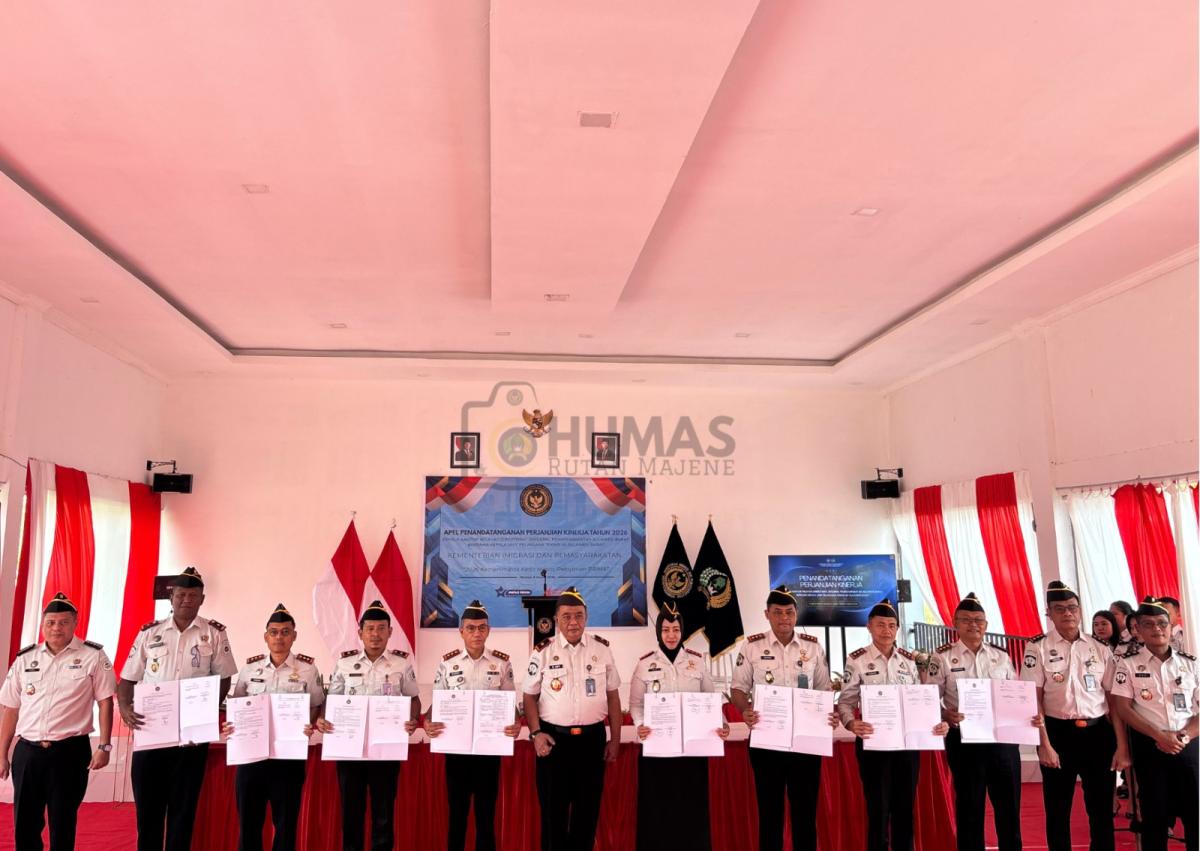Tingkatkan Pelaksanaan Tupoksi, Kepala Rutan Majene Ikuti Penandatangan Perjanjian Kinerja Tahun 2026 dan Pemaparan Rencana Aksi UPT